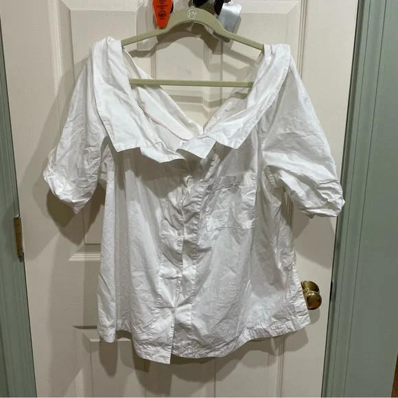 Anthropologie 2X Maeve Off Shoulder Button Down Top EUC - Picture 2 of 9